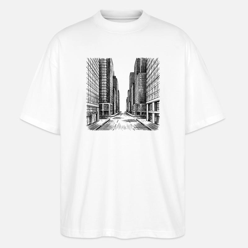 Moderner Straßenzug - Stanley/Stella Oversized Unisex Bio T-Shirt Blaster 2.0 - Weiß