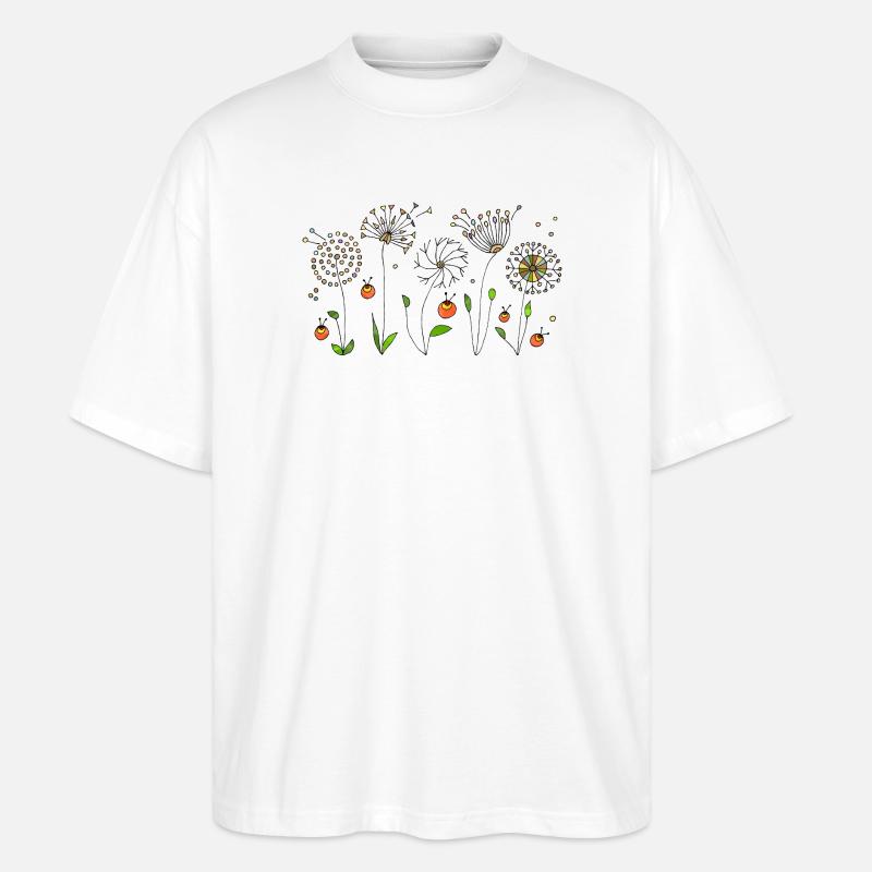Blumen - Stanley/Stella Oversized Unisex Bio T-Shirt Blaster 2.0 - Weiß