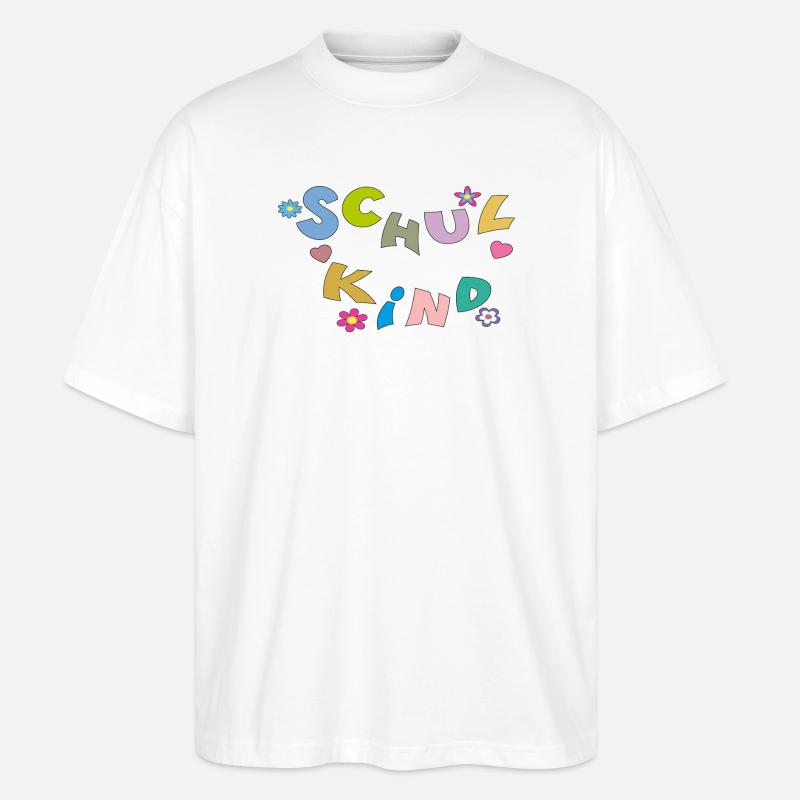 Bunte Schulkind Buchstaben - Stanley/Stella Oversized Unisex Bio T-Shirt Blaster 2.0 - Weiß