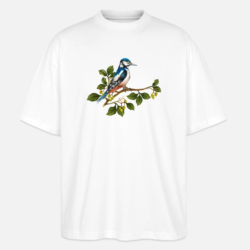 Bunter Vogel - Stanley/Stella Oversized Unisex Bio T-Shirt Blaster 2.0 - Weiß