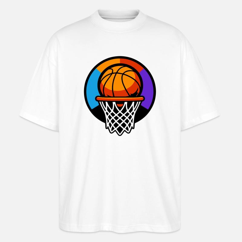 Graphique d’icône ballon de basket-ball - T-shirt bio Blaster 2.0 coupe oversize Stanley/Stella Unisexe - blanc