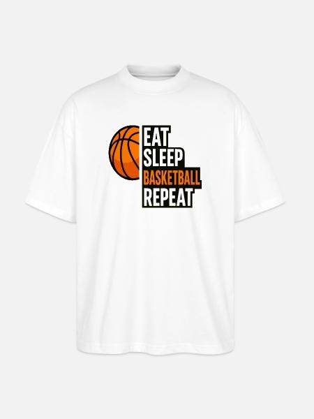Eat Sleep Basketball Repeat Quote - Stanley/Stella Oversized Unisex Organic T-shirt Blaster 2.0 - white