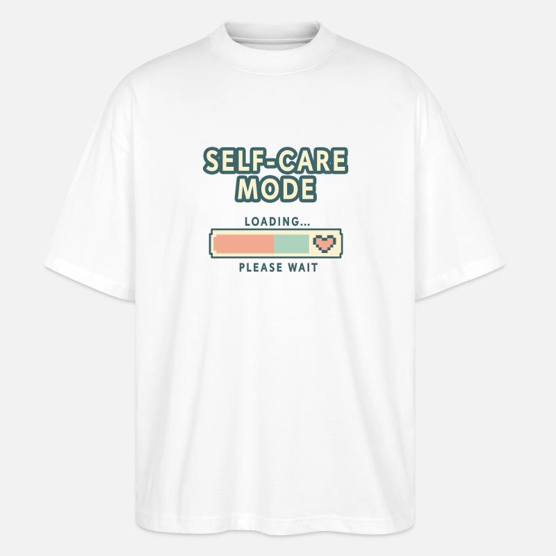 Mode Self-Care Chargement - Rétro Pixel Edition - T-shirt bio Blaster 2.0 coupe oversize Stanley/Stella Unisexe - blanc