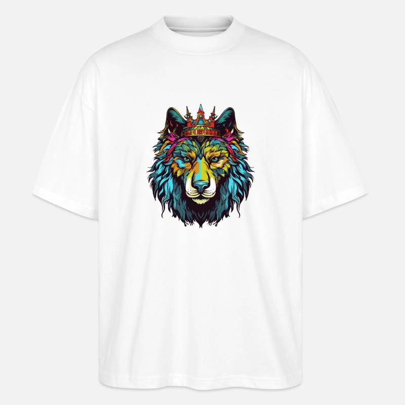 Wolf Comic Crown - Stanley/Stella Oversized Unisex Organic T-shirt Blaster 2.0 - white