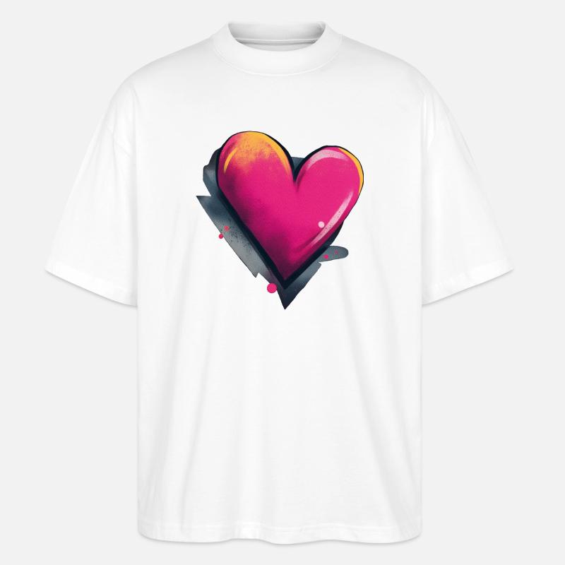 Herz Graffiti - Stanley/Stella Oversized Unisex Bio T-Shirt Blaster 2.0 - Weiß