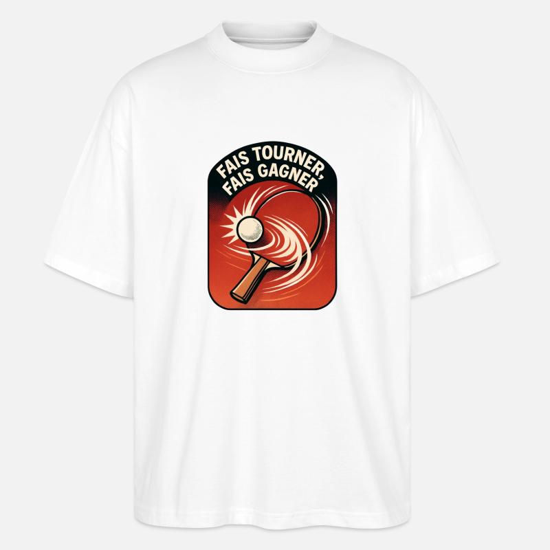 Spin Make Win – Tischtennis - Stanley/Stella Oversized Unisex Bio T-Shirt Blaster 2.0 - Weiß