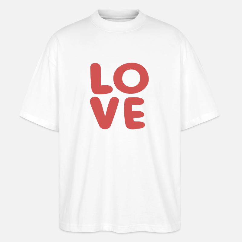 Love Soft Red Typography - Stanley/Stella Oversized Unisex Organic T-shirt Blaster 2.0 - white