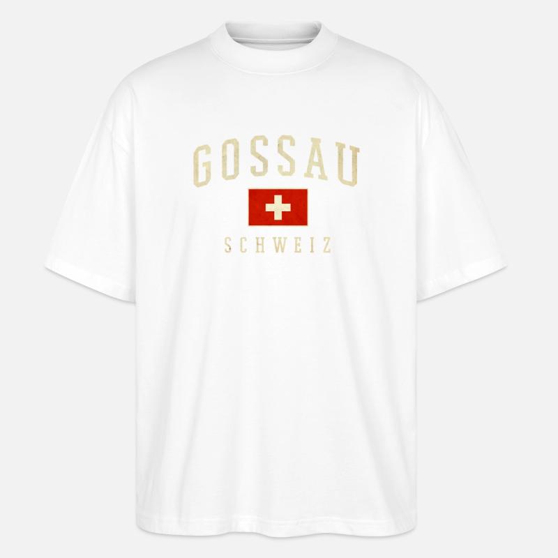 Gossau Schweiz Emblem mit Schweizer Flagge - Stanley/Stella Oversized Unisex Bio T-Shirt Blaster 2.0 - Weiß