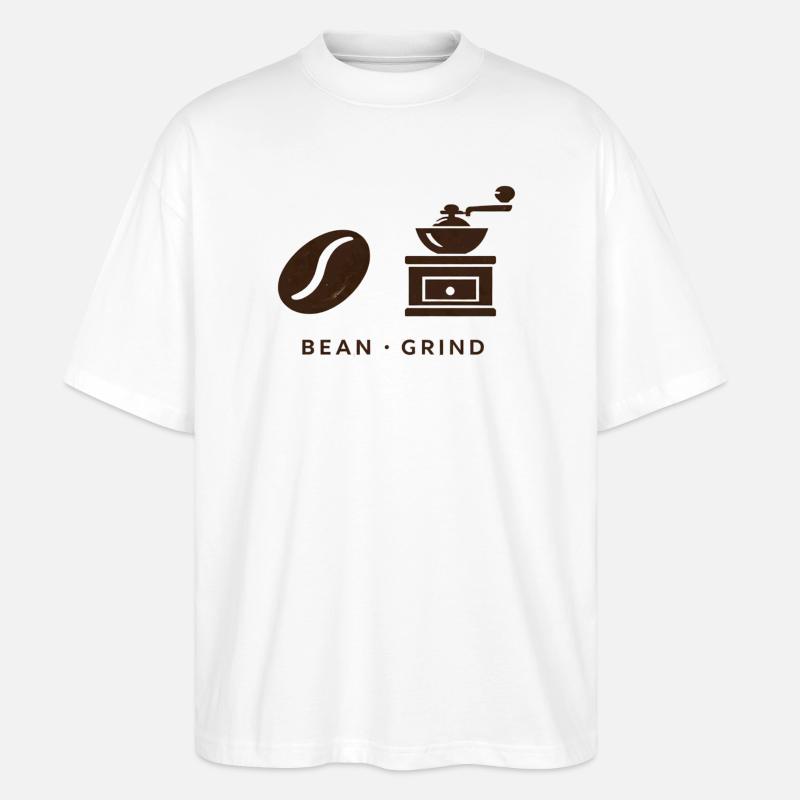 BEAN . GRIND . COFFEE . KAFFEE - Stanley/Stella Oversized Unisex Bio T-Shirt Blaster 2.0 - Weiß