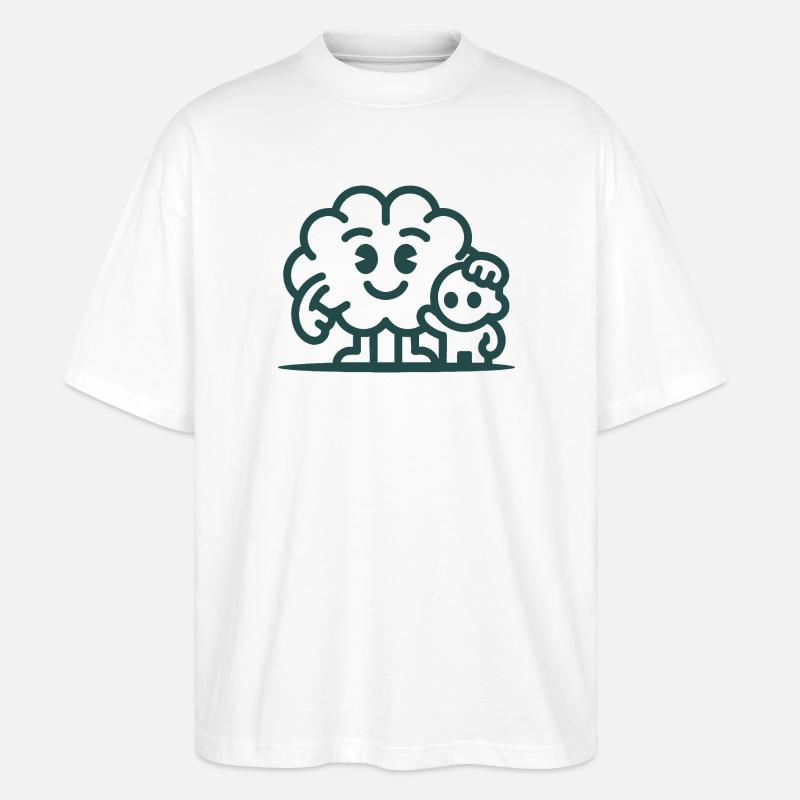 Friendly Cloud Duo Illustration - Stanley/Stella Oversized Unisex Bio T-Shirt Blaster 2.0 - Weiß