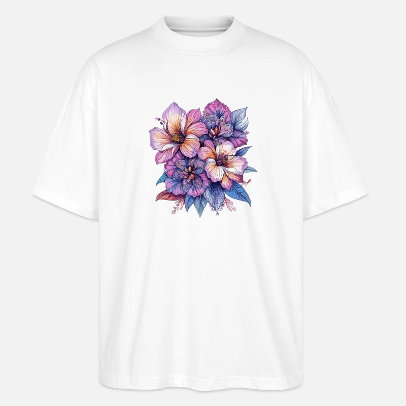 Explosion de couleurs Fleurs - T-shirt bio Blaster 2.0 coupe oversize Stanley/Stella Unisexe - blanc