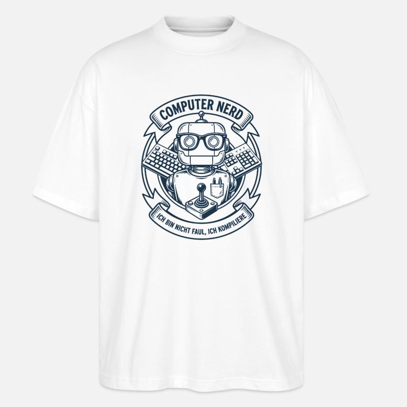 Logo du robot nerd informatique - T-shirt bio Blaster 2.0 coupe oversize Stanley/Stella Unisexe - blanc