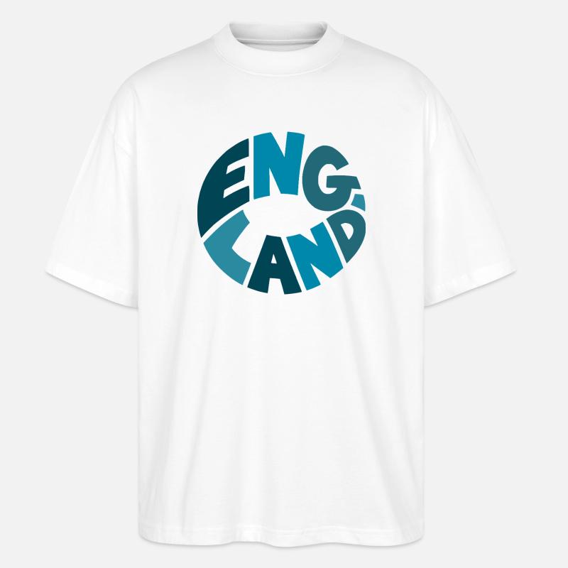 England Kreis Logo Typografie - Stanley/Stella Oversized Unisex Bio T-Shirt Blaster 2.0 - Weiß