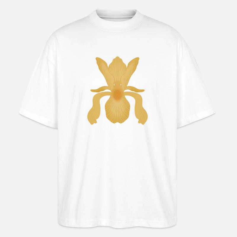 Floraison d’Iris doré - T-shirt bio Blaster 2.0 coupe oversize Stanley/Stella Unisexe - blanc