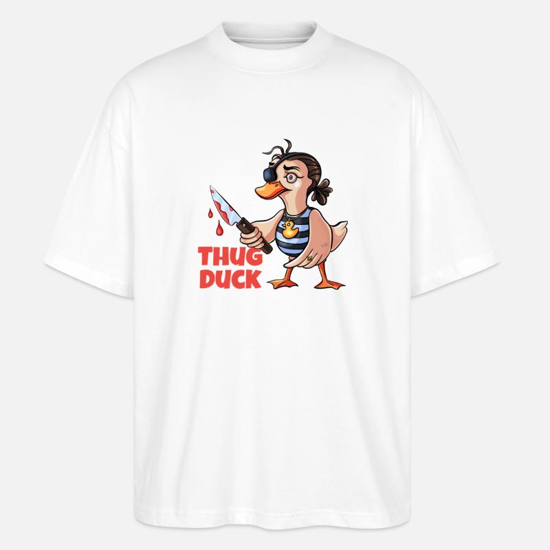 Thug Duck hält ein Messer-Meme - Stanley/Stella Oversized Unisex Bio T-Shirt Blaster 2.0 - Weiß