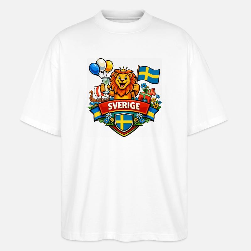 Logo joyeux de la Suède - T-shirt bio Blaster 2.0 coupe oversize Stanley/Stella Unisexe - blanc