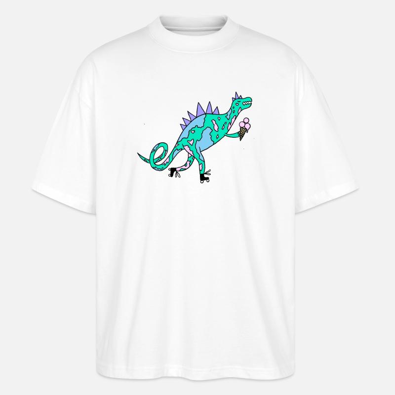 Rollerskates_Dino - Stanley/Stella Oversized Unisex Bio T-Shirt Blaster 2.0 - Weiß