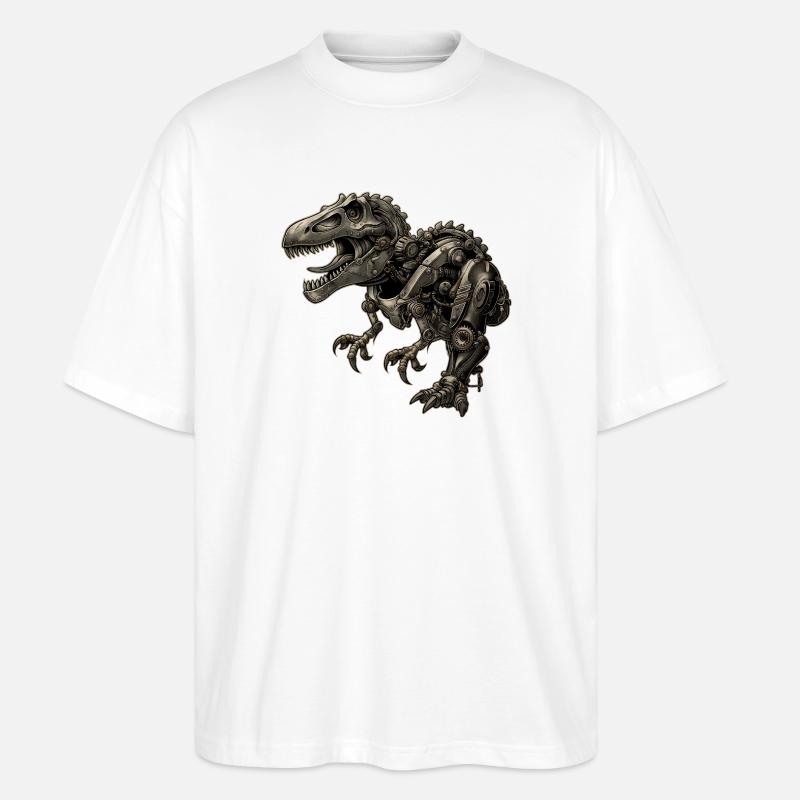 Mechanischer Dinosaurier – Roboter T-Rex - Stanley/Stella Oversized Unisex Bio T-Shirt Blaster 2.0 - Weiß