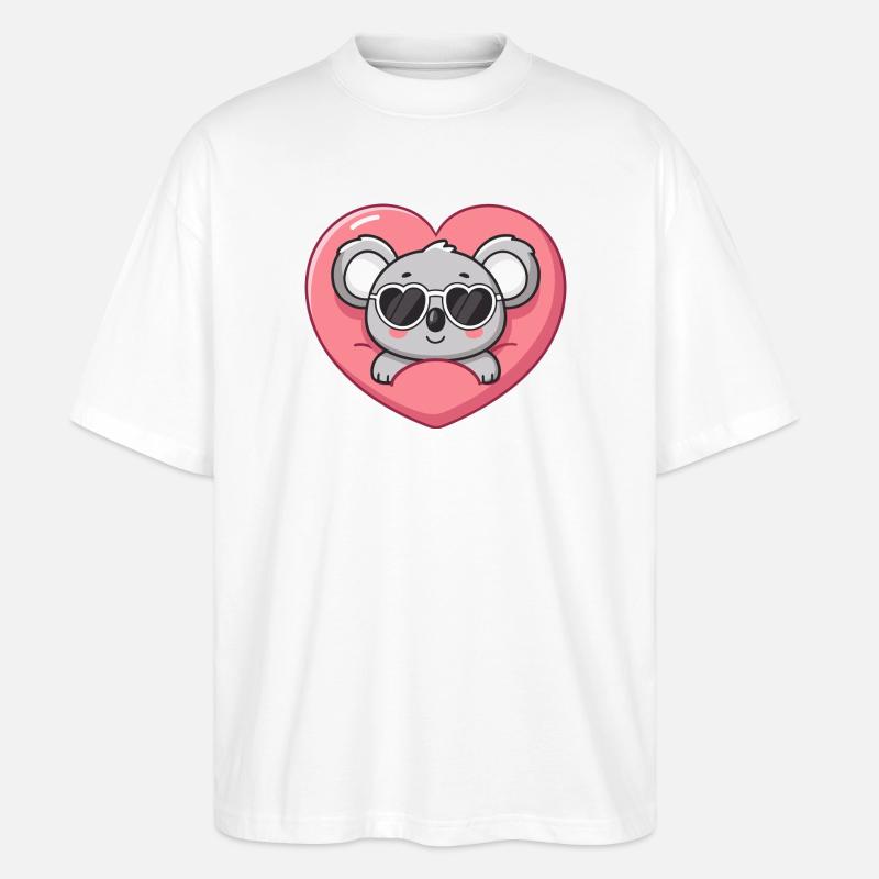 Koalaherz und coole Gläser - Stanley/Stella Oversized Unisex Bio T-Shirt Blaster 2.0 - Weiß