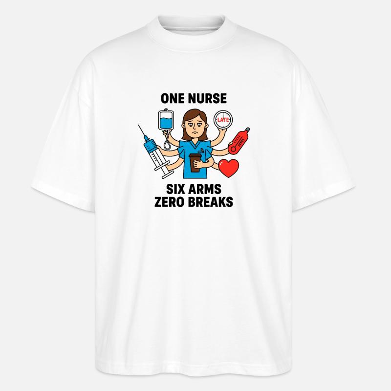 Überfordertes Multitasking-Chaos der Krankenschwester - Stanley/Stella Oversized Unisex Bio T-Shirt Blaster 2.0 - Weiß