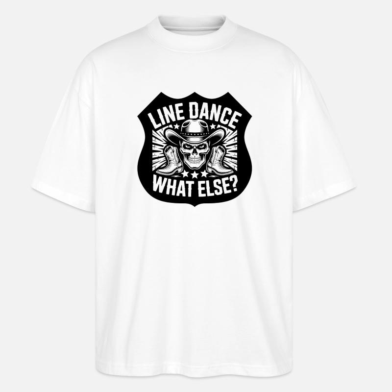 Line Dance Skull Western Shirt - Stanley/Stella Oversized Unisex Bio T-Shirt Blaster 2.0 - Weiß