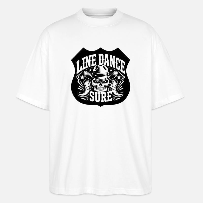 Line Dance Skull Western - Stanley/Stella Oversized Unisex Bio T-Shirt Blaster 2.0 - Weiß