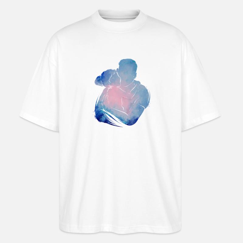Vater-Tochter-Retro-Aquarell - Stanley/Stella Oversized Unisex Bio T-Shirt Blaster 2.0 - Weiß