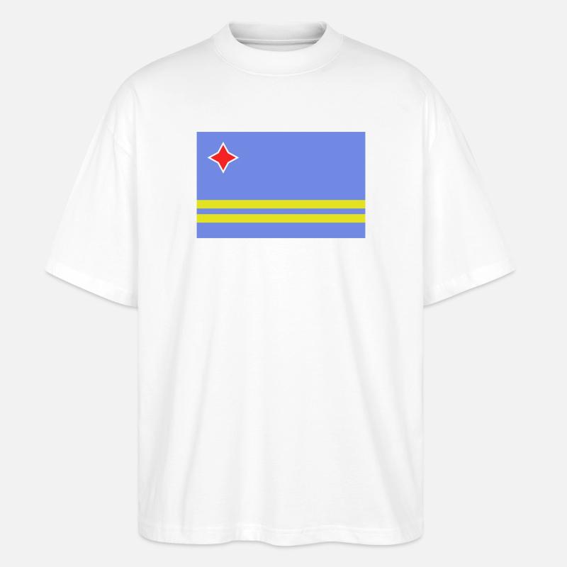 Drapeau d’Aruba - T-shirt bio Blaster 2.0 coupe oversize Stanley/Stella Unisexe - blanc
