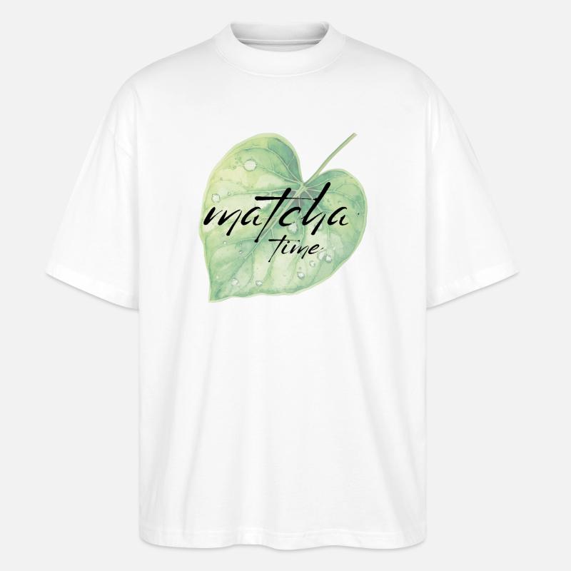 Matcha, feuille, vert, temps - T-shirt bio Blaster 2.0 coupe oversize Stanley/Stella Unisexe - blanc