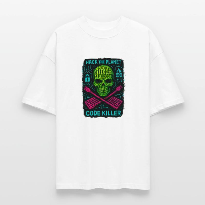 Hack the Planet Code Killer - Cyber Security Stanley/Stella Oversized Unisex Organic T-shirt Blaster 2.0