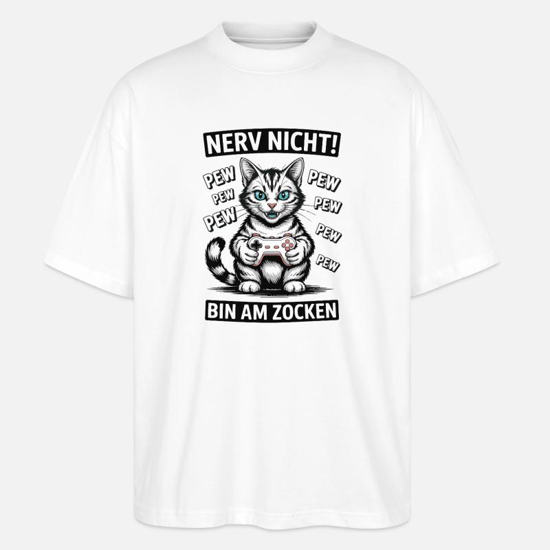 Courage Not I Gaming Cat Design - T-shirt bio Blaster 2.0 coupe oversize Stanley/Stella Unisexe - blanc