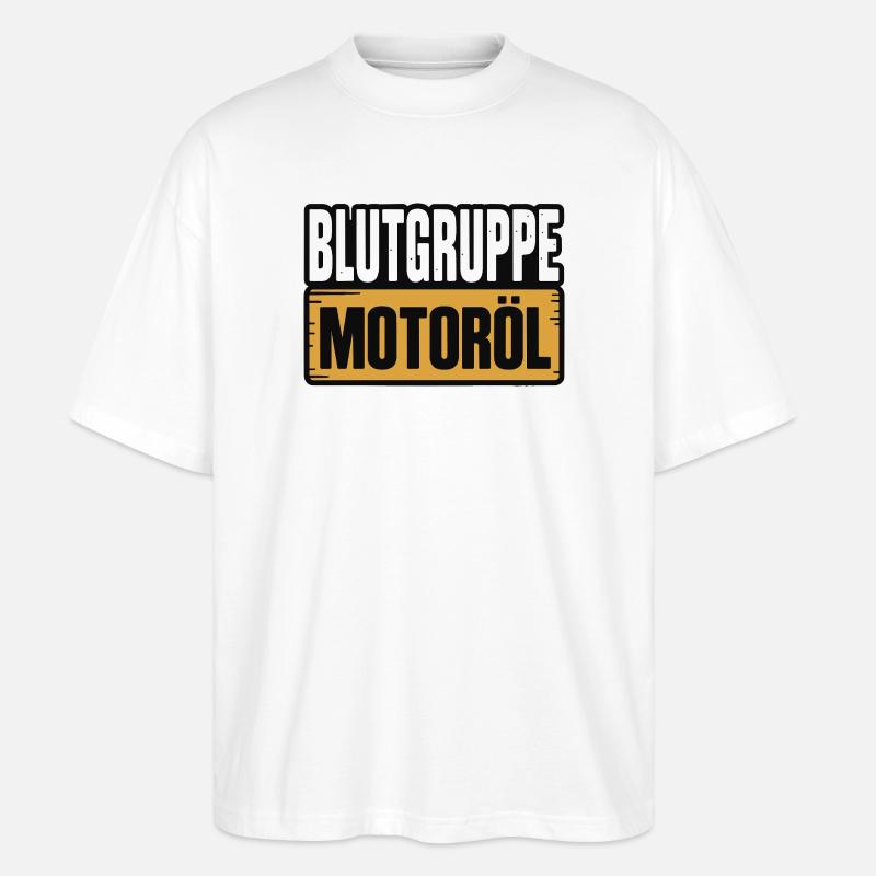 Blutgruppe Motoröl Schrauber Design - Stanley/Stella Oversized Unisex Bio T-Shirt Blaster 2.0 - Weiß