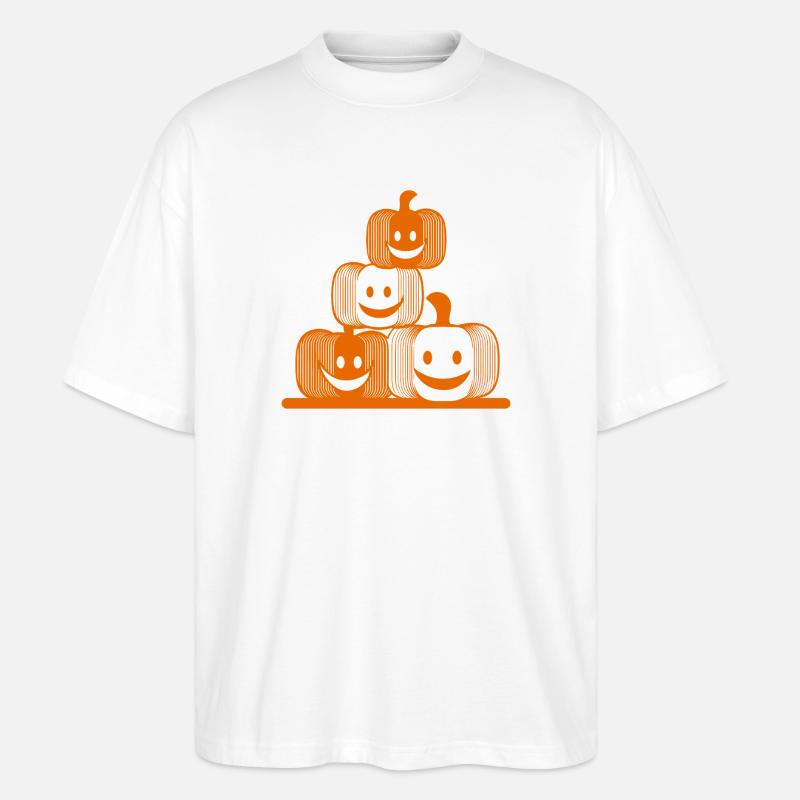 Vier lachende Kürbisse – modernes Halloween-Icon - Stanley/Stella Oversized Unisex Bio T-Shirt Blaster 2.0 - Weiß