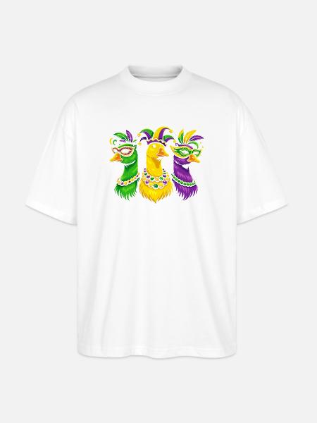 Carnival trio of masked birds - Stanley/Stella Oversized Unisex Organic T-shirt Blaster 2.0 - white