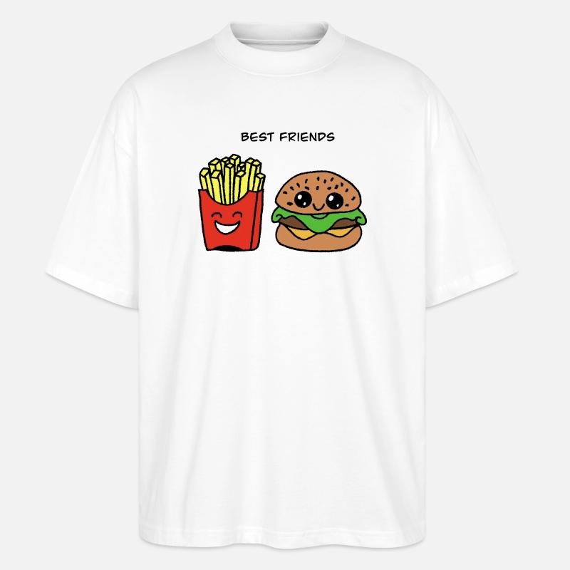 Beste Freunde: Burger & Pommes Duo - Stanley/Stella Oversized Unisex Bio T-Shirt Blaster 2.0 - Weiß