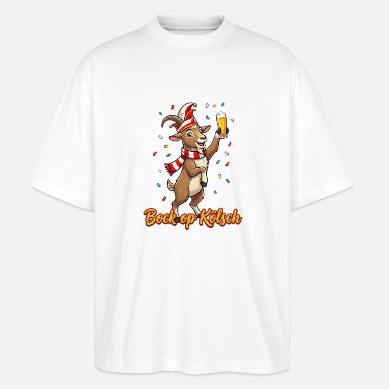 Bock op Kölsch - Köln Karneval Ziegenbock - Stanley/Stella Oversized Unisex Bio T-Shirt Blaster 2.0 - Weiß