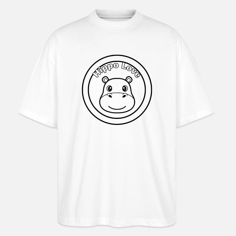 Hippo Love Nilpferd Logo - Stanley/Stella Oversized Unisex Bio T-Shirt Blaster 2.0 - Weiß