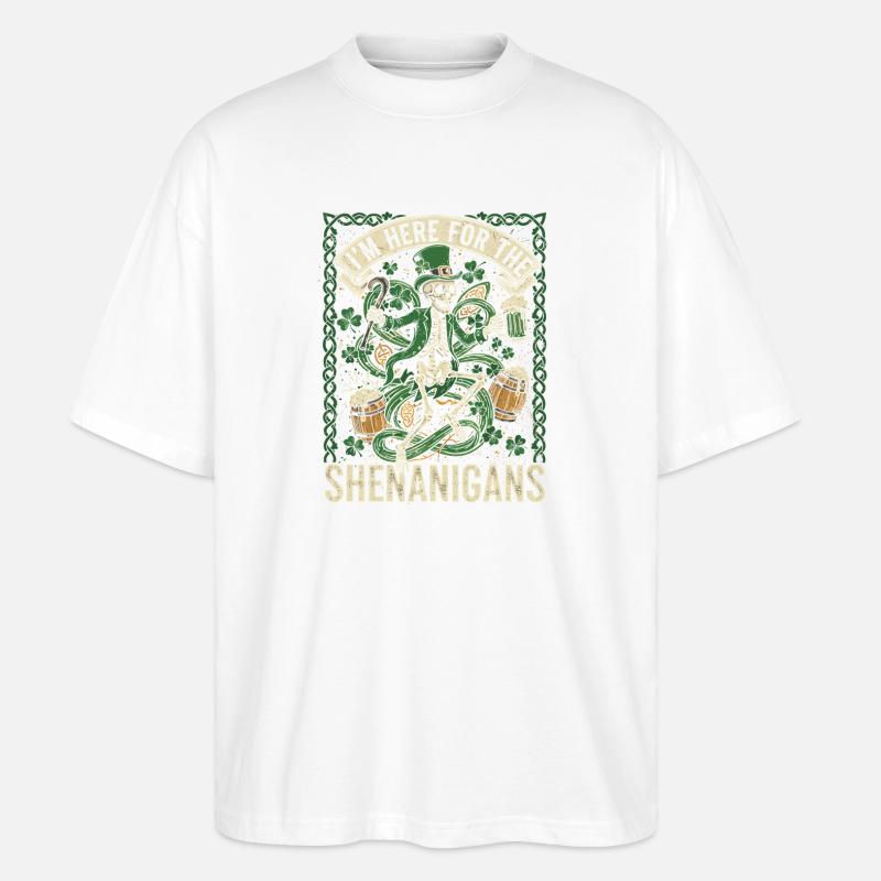 Skelett Leprechaun Shenanigans - Stanley/Stella Oversized Unisex Bio T-Shirt Blaster 2.0 - Weiß