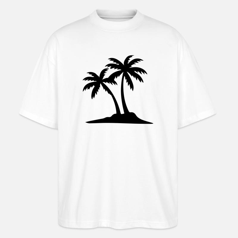 Icône du palmier de l’île - T-shirt bio Blaster 2.0 coupe oversize Stanley/Stella Unisexe - blanc