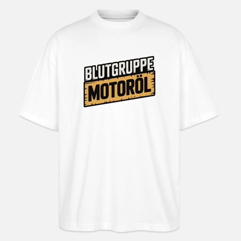 Blutgruppe Motoröl Schrauber Design - Stanley/Stella Oversized Unisex Bio T-Shirt Blaster 2.0 - Weiß