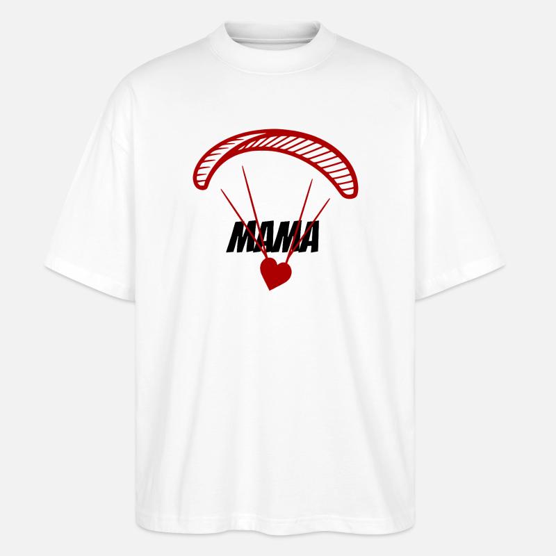 Gleitschirm mit Mama Schrift und Herz - Stanley/Stella Oversized Unisex Bio T-Shirt Blaster 2.0 - Weiß