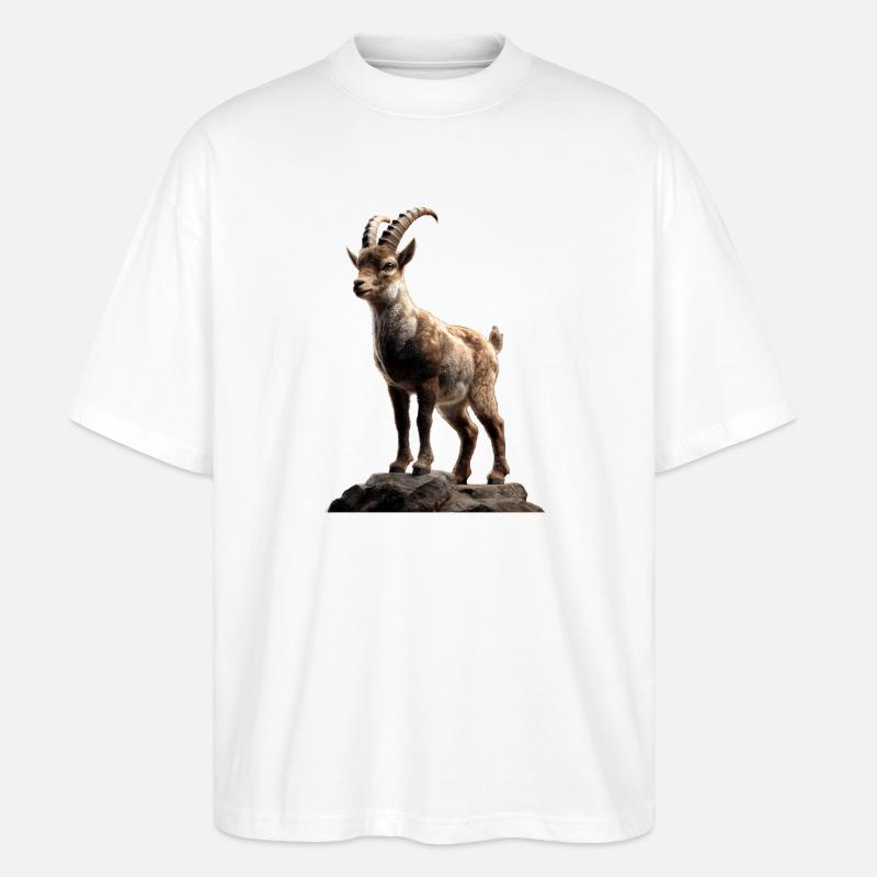 Stenbocksget Alpibock Stenbocksgetter - Ekologisk Oversized T-shirt Unisex Stanley/Stella Blaster 2.0 - vit