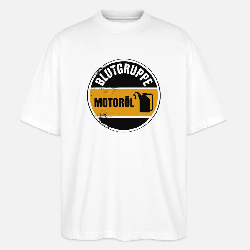 Blutgruppe Motoröl Schrauber Design - Stanley/Stella Oversized Unisex Bio T-Shirt Blaster 2.0 - Weiß