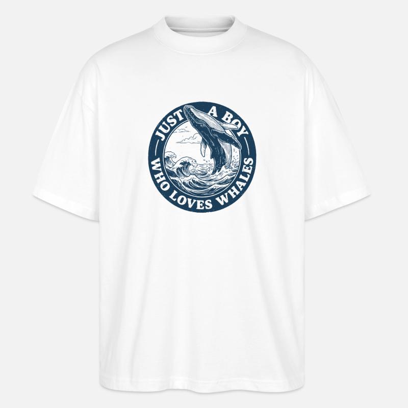 Junge liebt Wale Emblem - Stanley/Stella Oversized Unisex Bio T-Shirt Blaster 2.0 - Weiß