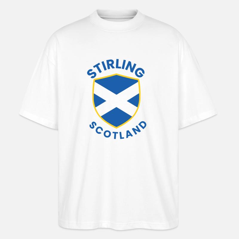 Stirling Scottish Shield Design - Stanley/Stella Oversized Unisex Organic T-shirt Blaster 2.0 - white