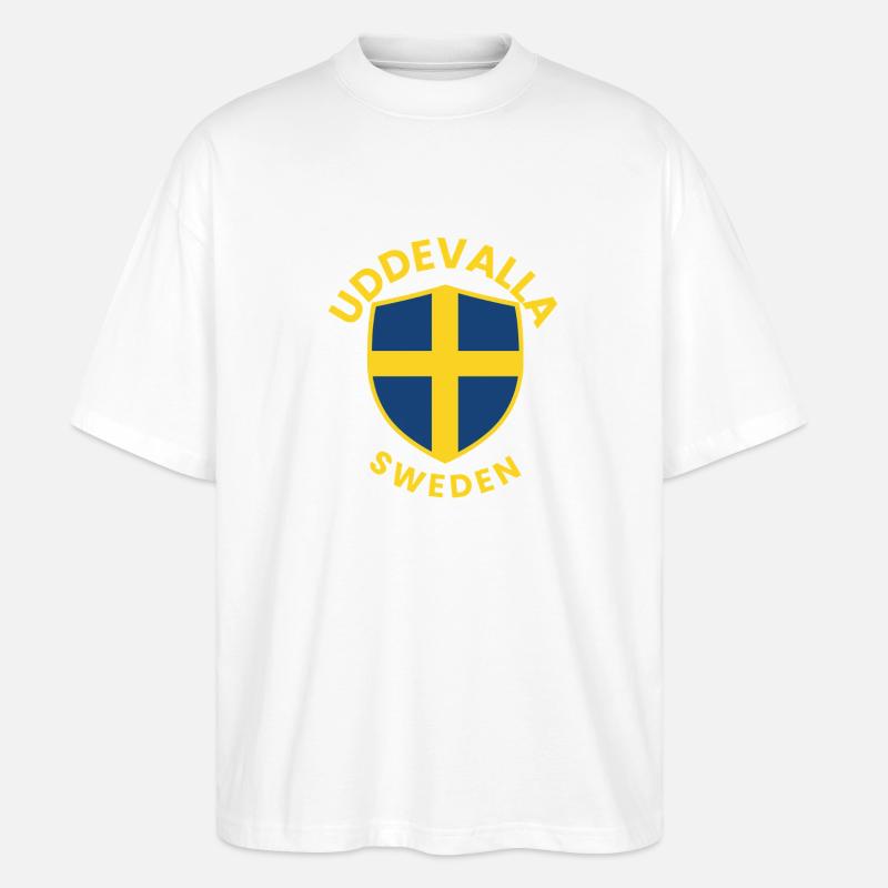 Conception du bouclier Uddevalla Suède - T-shirt bio Blaster 2.0 coupe oversize Stanley/Stella Unisexe - blanc