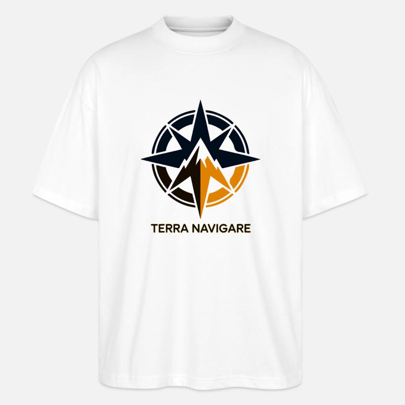 Terra Navigare Sternenkompass-Logo - Stanley/Stella Oversized Unisex Bio T-Shirt Blaster 2.0 - Weiß
