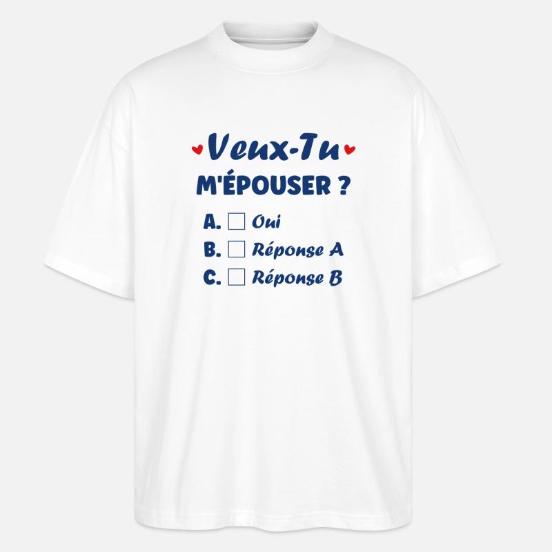 Will you marry me? Heart Challenge - Stanley/Stella Oversized Unisex Organic T-shirt Blaster 2.0 - white