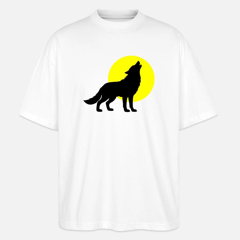 Wolf Silhouette - Stanley/Stella Oversized Unisex Bio T-Shirt Blaster 2.0 - Weiß