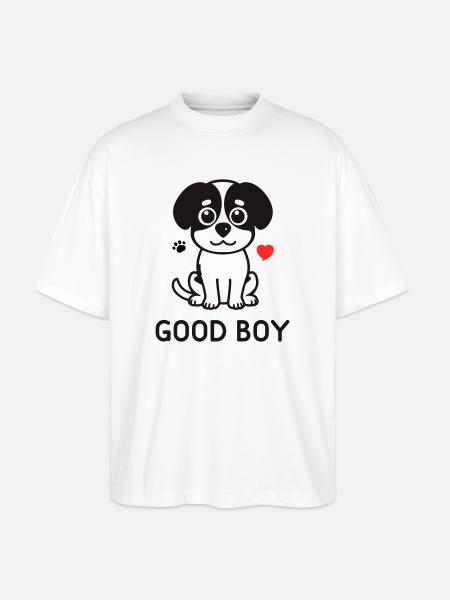 Good Boy – Cute Dog Motif - Stanley/Stella Oversized Unisex Organic T-shirt Blaster 2.0 - white